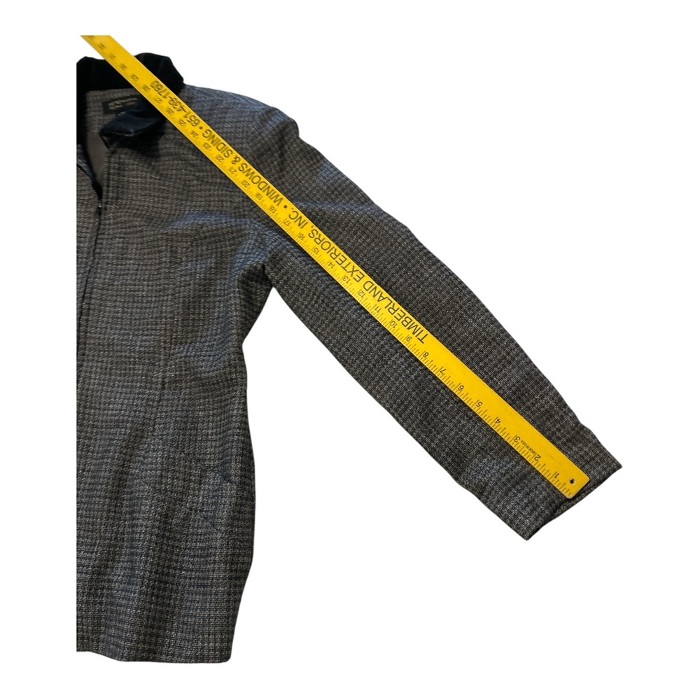 Metro Collection New York Micro Houndstooth Full Zip Blazer Velvet Collar Size 8 - Picture 11 of 12